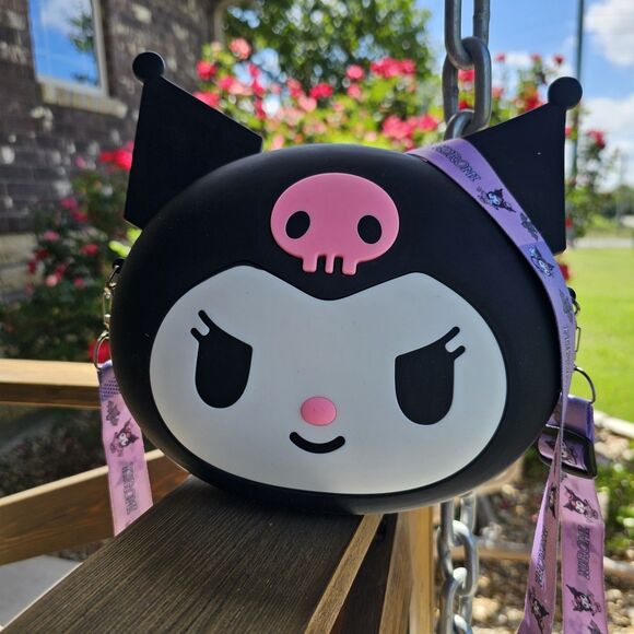 Kuromi Crossbody Soft Coin Card Silicone Shoulder Bag Travel Backpack Anime - Picture 2 of 4